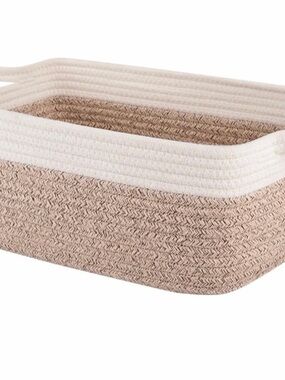 Cotton Rope Storage Basket in Cream and Tan